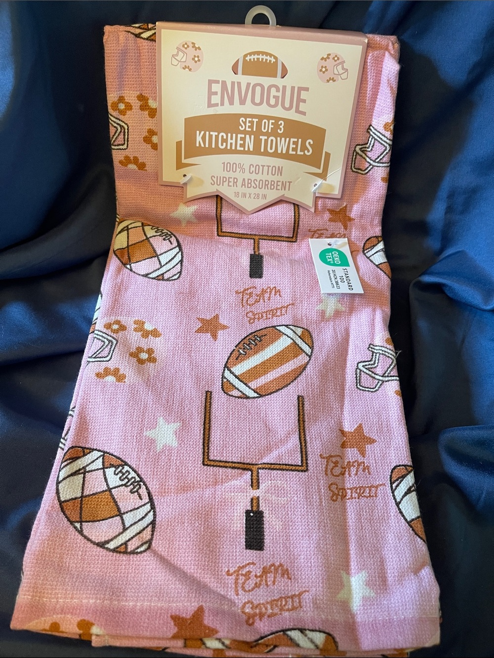 Envogue Pink Football Print Kitchen Towels - Set of 3